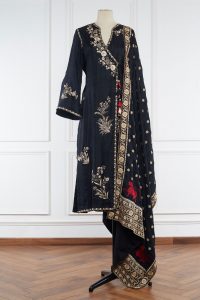 Black floral embroidered angrakha set(1)