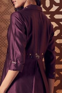 Purple gem embroidery jacket kurta set by Charkhee (4)