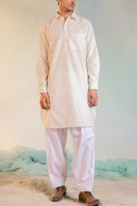 White sequin work pathani kurta set by Charkhee (1)